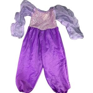 Disney Store Princess Jasmine Jumpsuit Purple Sequins Sparkle Size 2/4 Kids